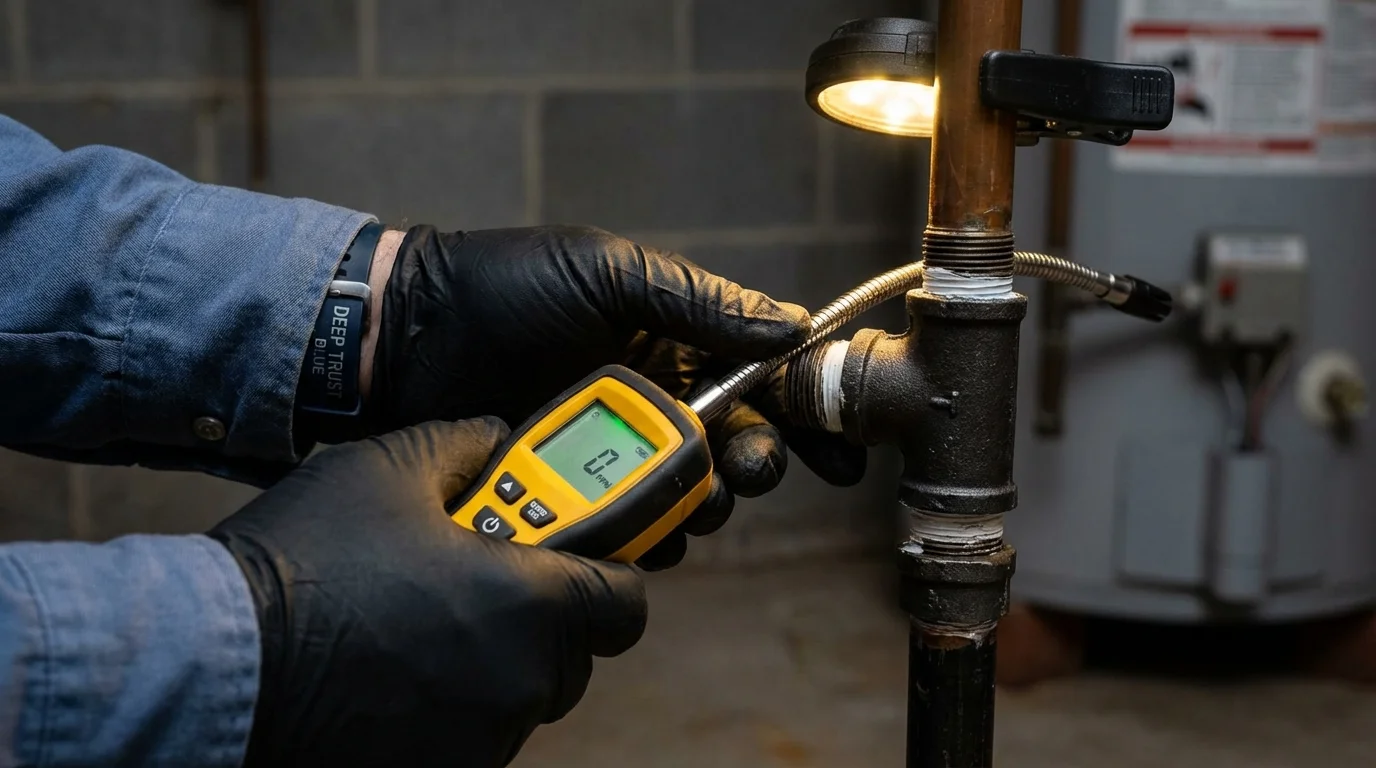 Gas leak detection with electronic sniffer by Johns Plumbing LLC in La Grande