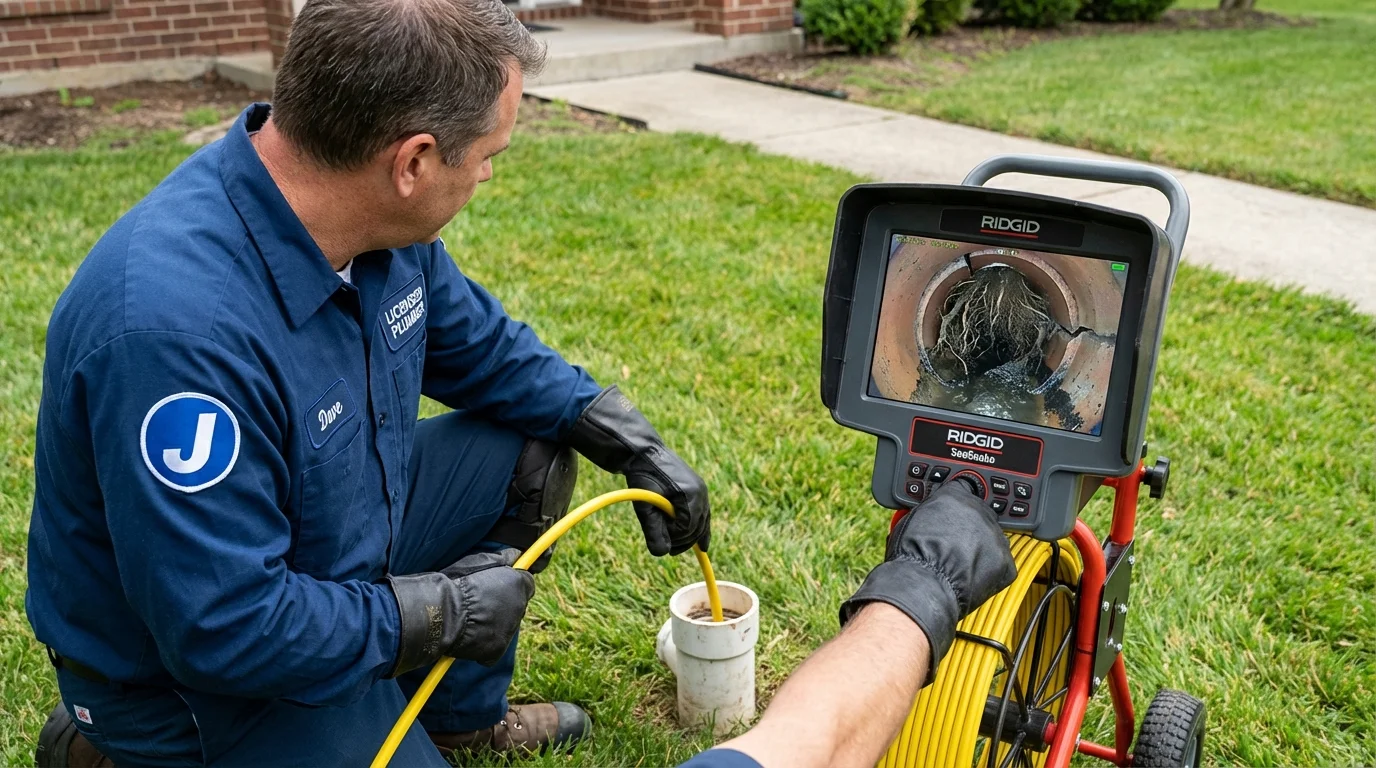 Sewer camera inspection being performed by Johns Plumbing LLC in La Grande